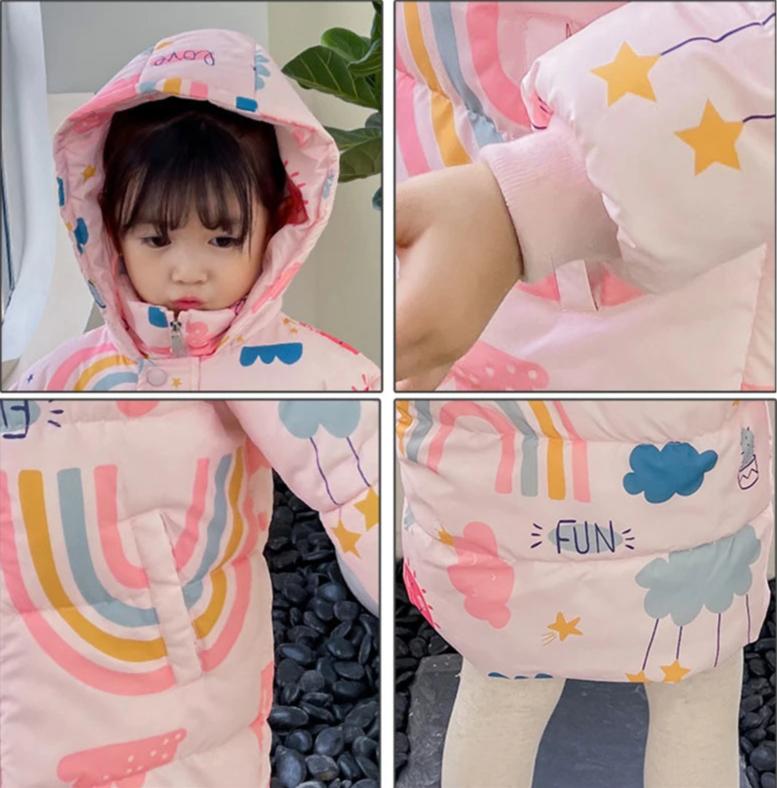 Parka à capuche arc-en-ciel