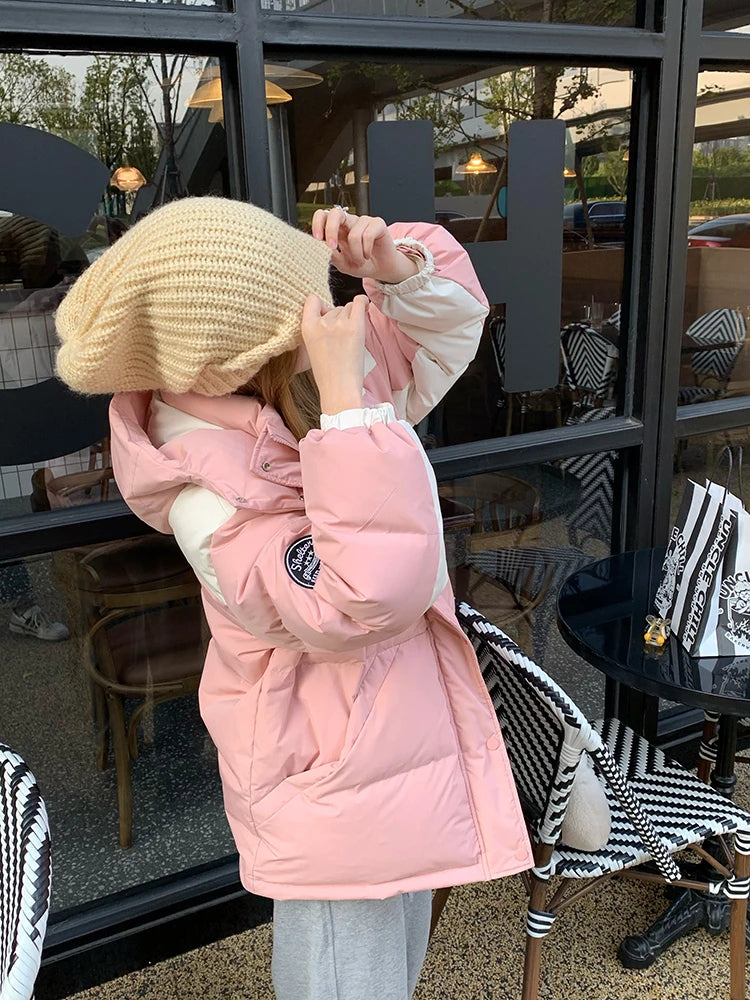 Parka d'hiver bicolore à capuche
