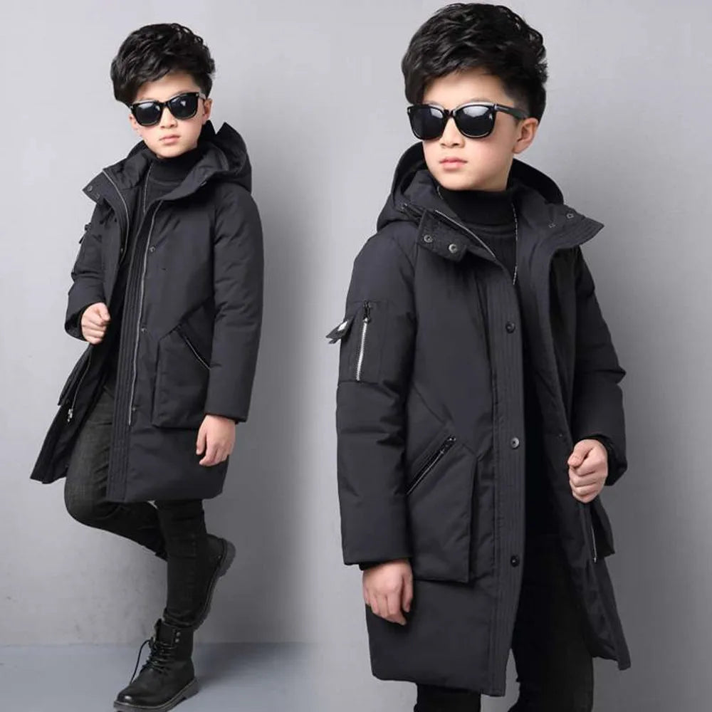 Parka longue à capuche garçon
