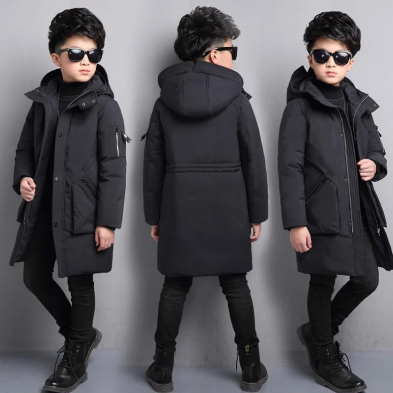 Parka longue à capuche garçon