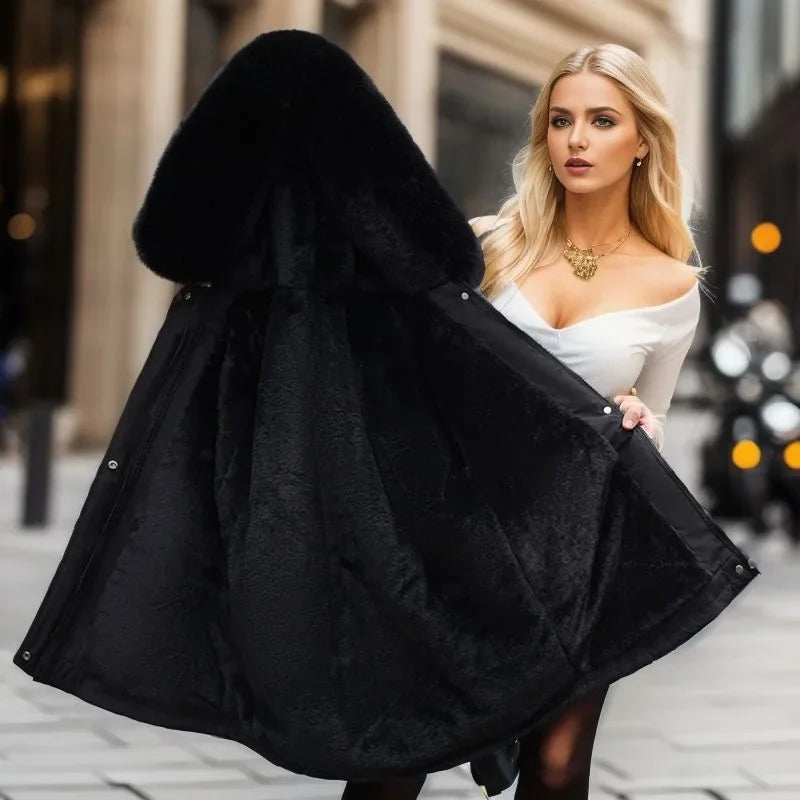 Parka d'hiver avec doublure en fausse fourrure