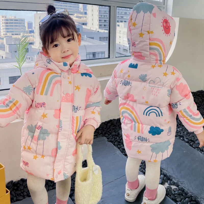 Parka à capuche arc-en-ciel