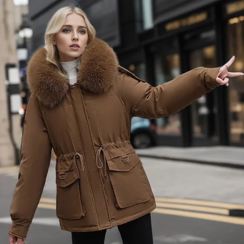 Parka d'hiver avec doublure en fausse fourrure
