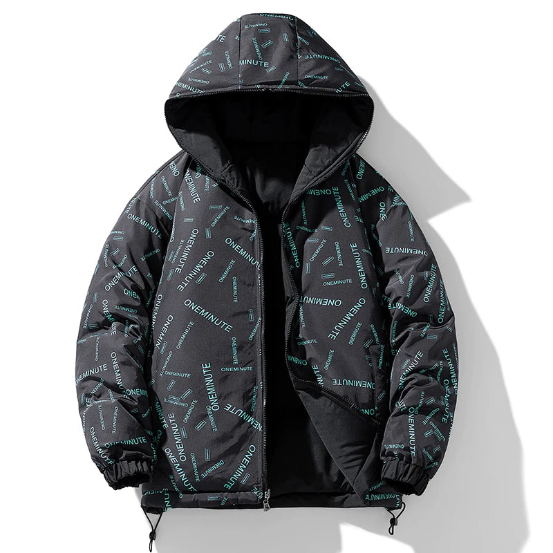 Parka réversible imprimée "One minute"