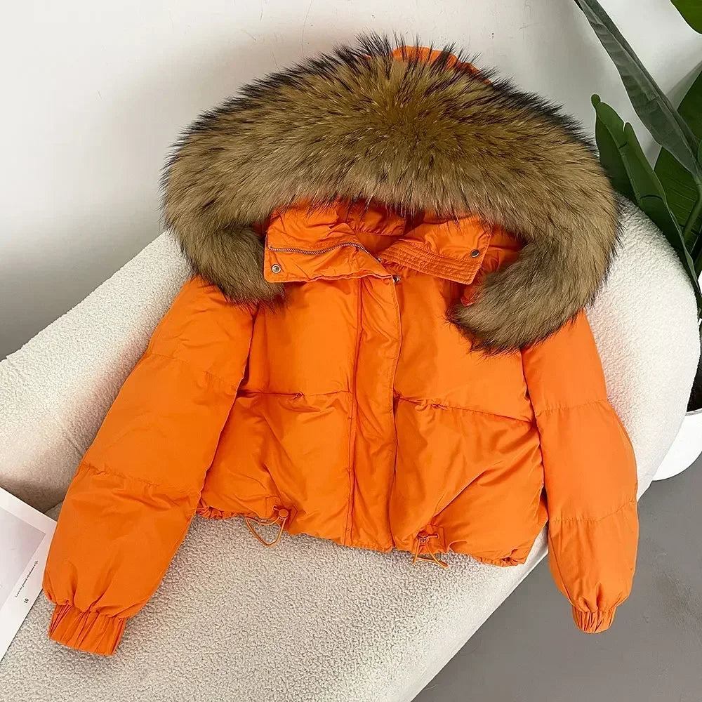 Parka avec capuche en fourrure chaude