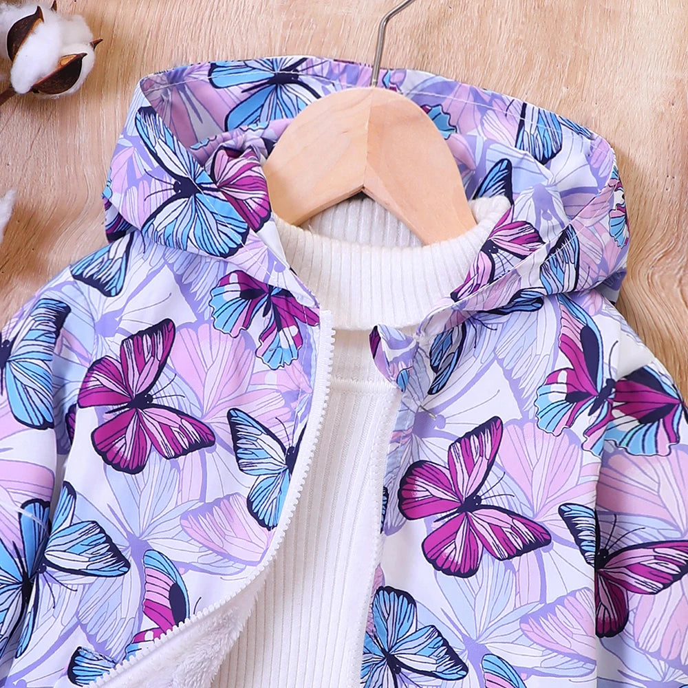 Parka à capuche motifs papillons