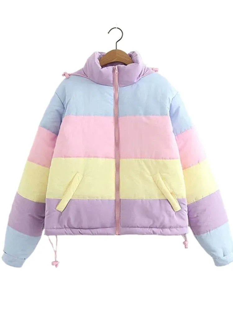 Parka arc-en-ciel pastel