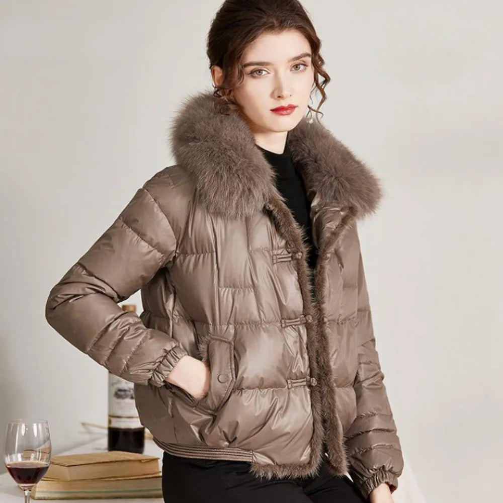 Parka à col et fausse fourrure élégante