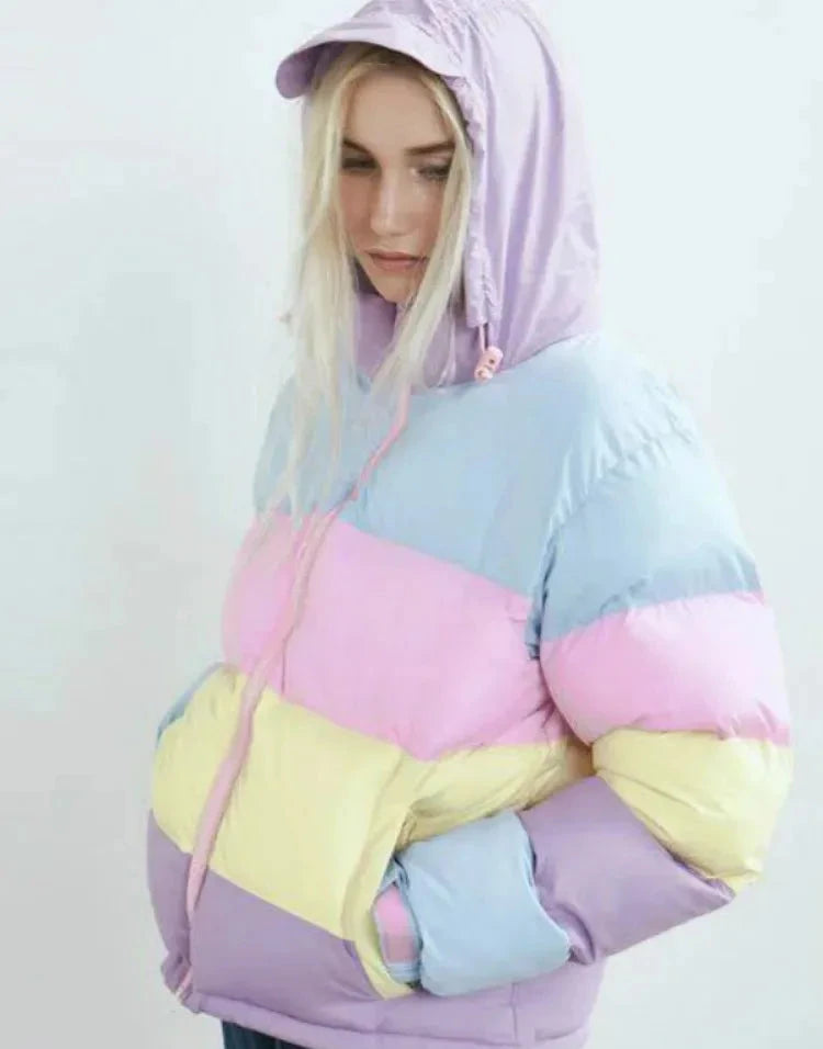 Parka arc-en-ciel pastel