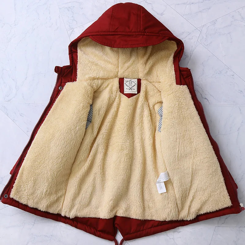 Parka à capuche doublée en fourrure