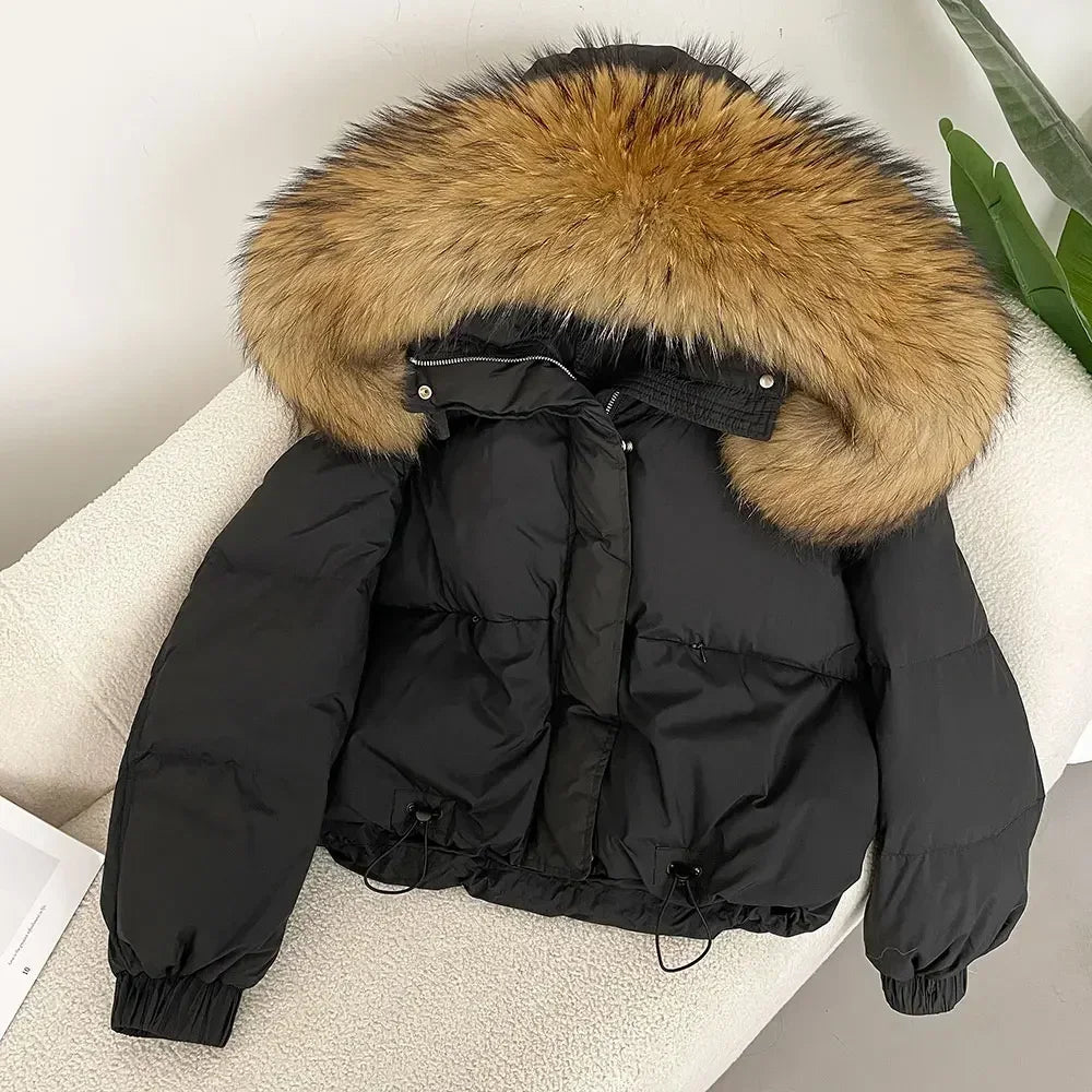 Parka avec capuche en fourrure chaude