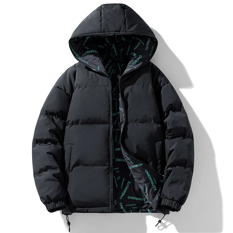 Parka réversible imprimée "One minute"