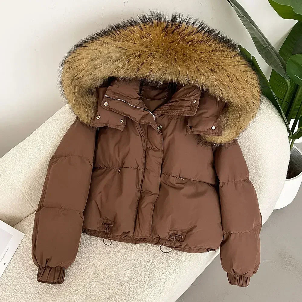 Parka avec capuche en fourrure chaude