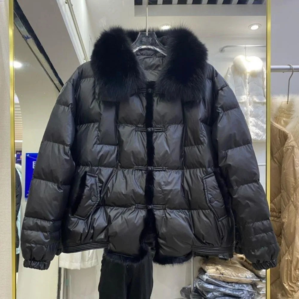 Parka à col et fausse fourrure élégante