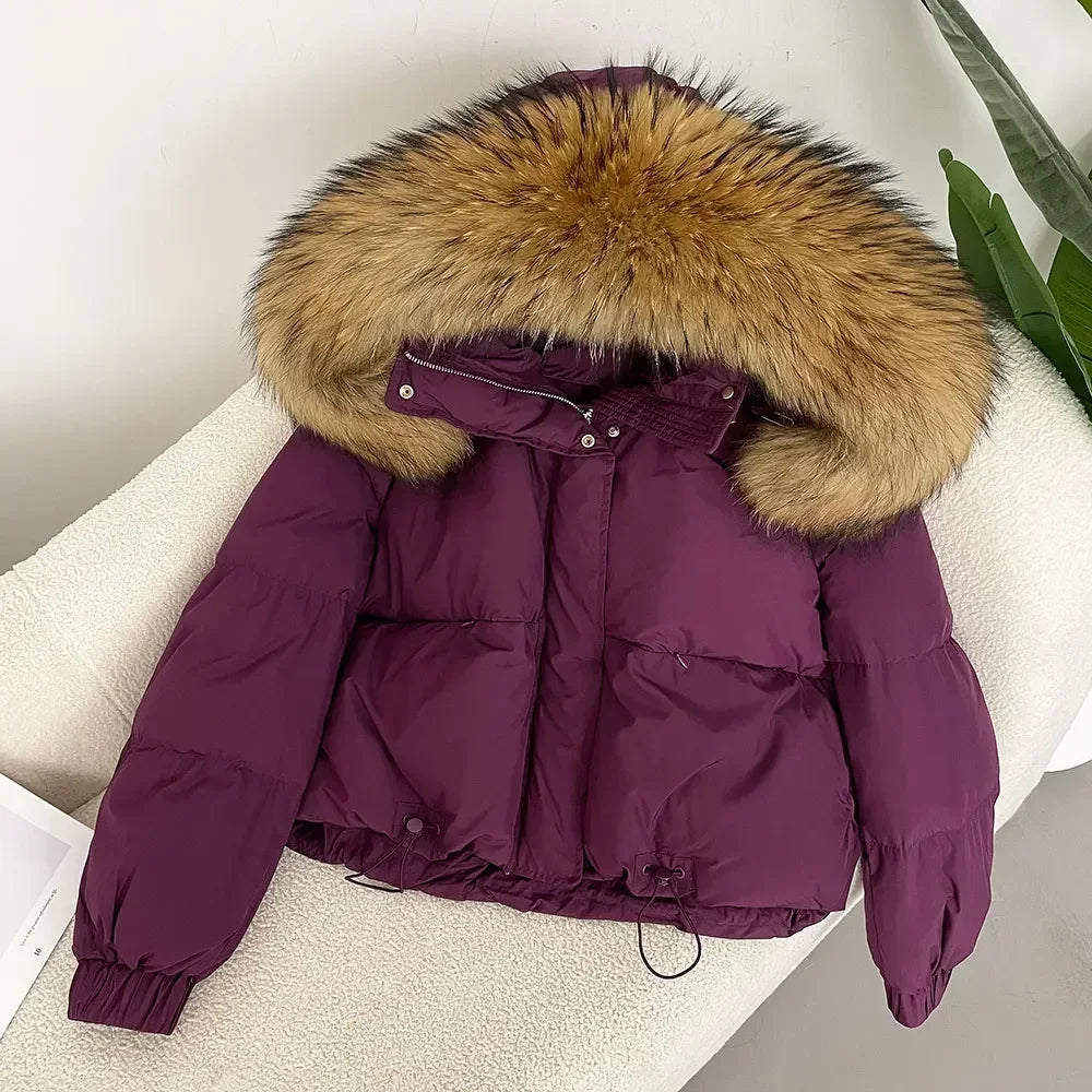 Parka avec capuche en fourrure chaude