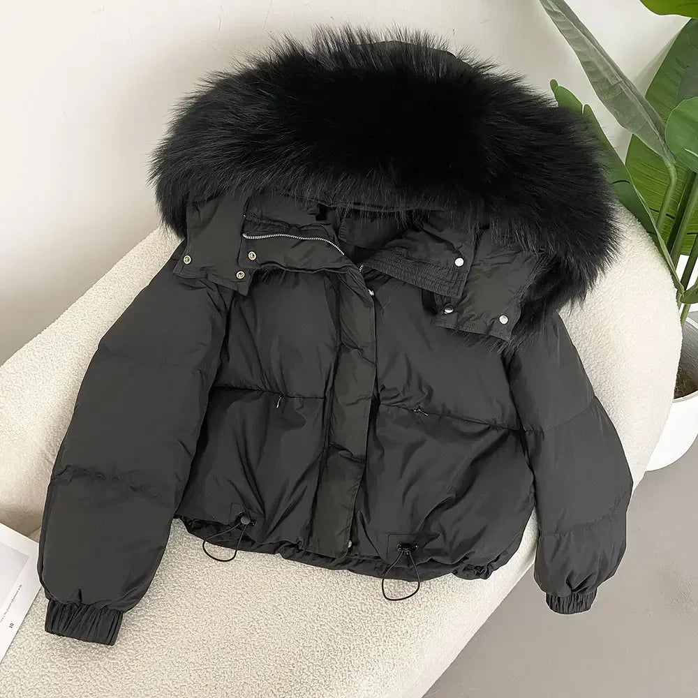 Parka avec capuche en fourrure chaude