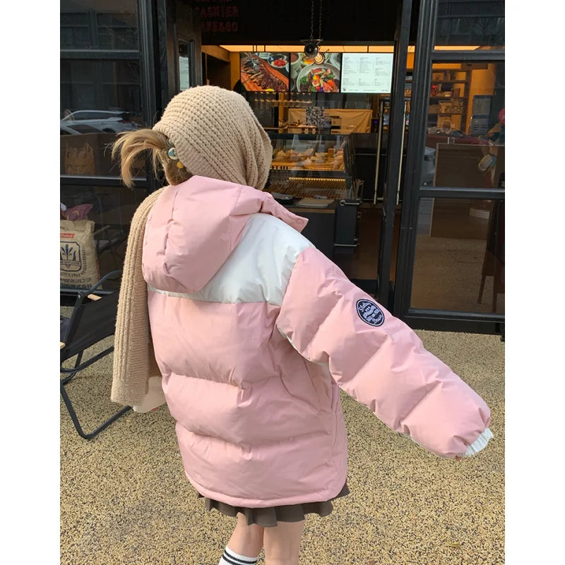 Parka d'hiver bicolore à capuche