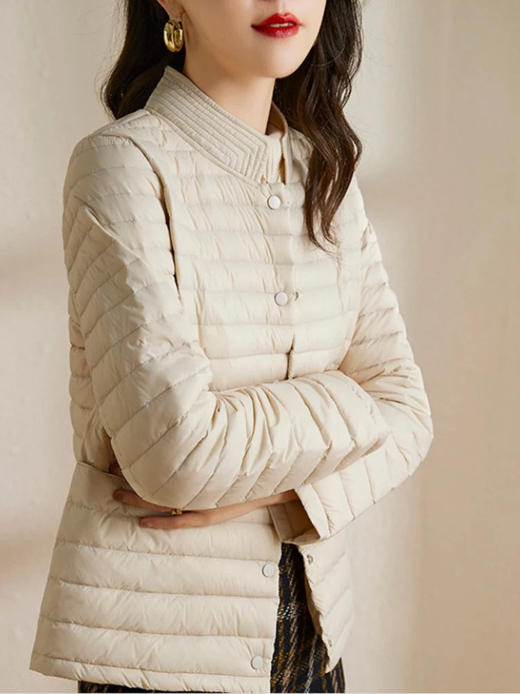 Parka légère matelassée avec col rond chic