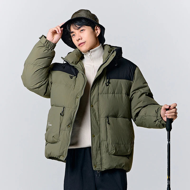 Parka à capuche bicolore