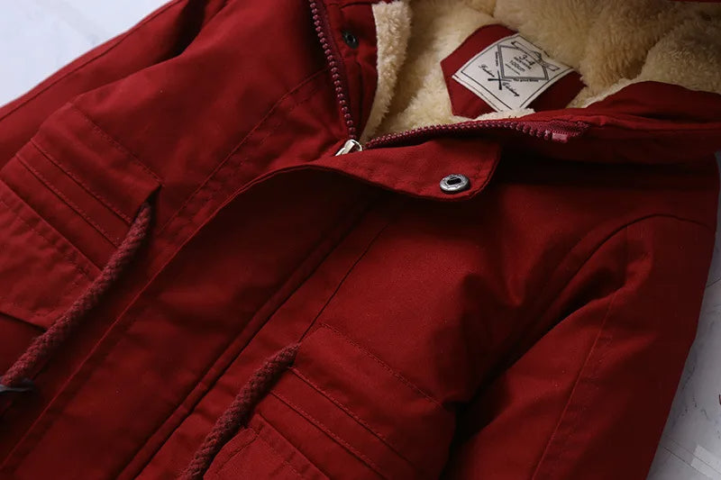 Parka à capuche doublée en fourrure