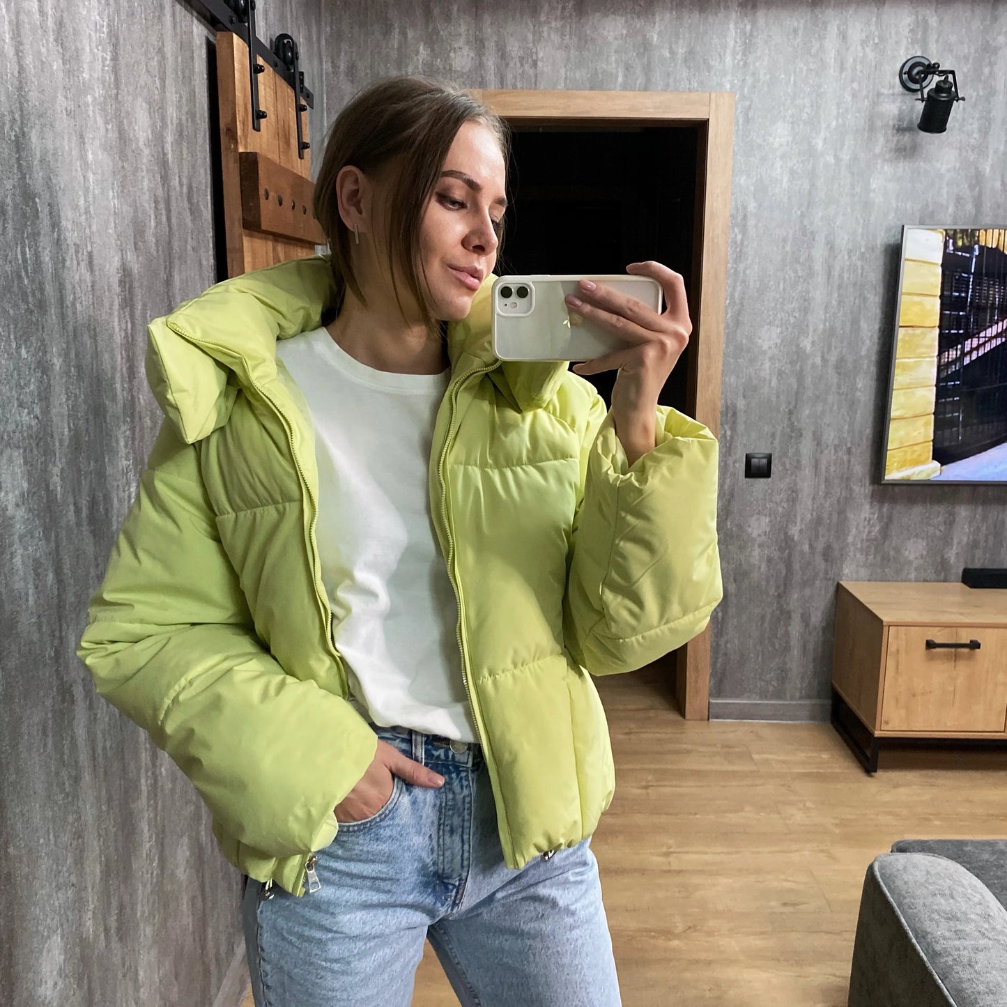 Parka courte à capuche