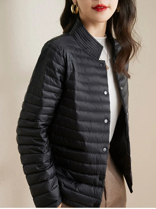Parka légère matelassée avec col rond chic