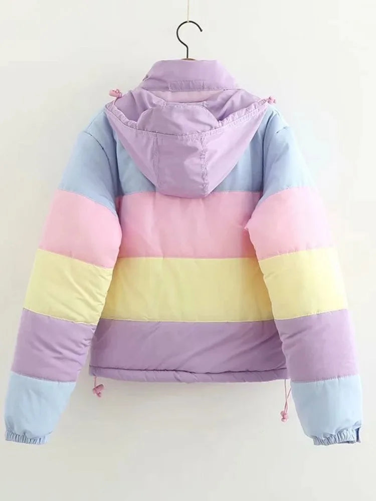 Parka arc-en-ciel pastel