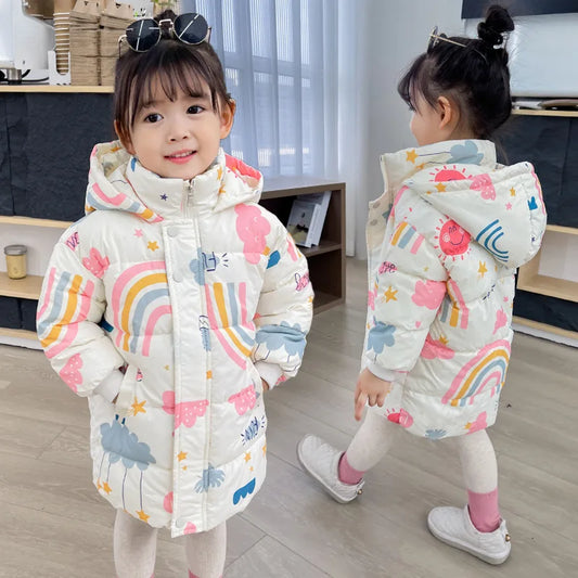 Parka à capuche arc-en-ciel
