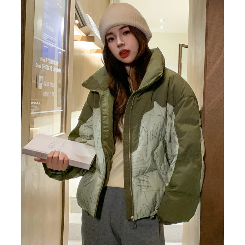 Parka épaisse à motifs graphiques