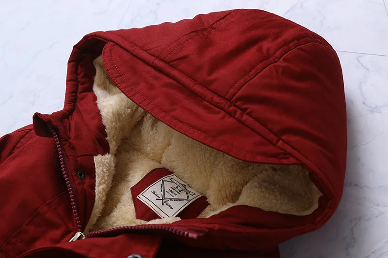 Parka à capuche doublée en fourrure